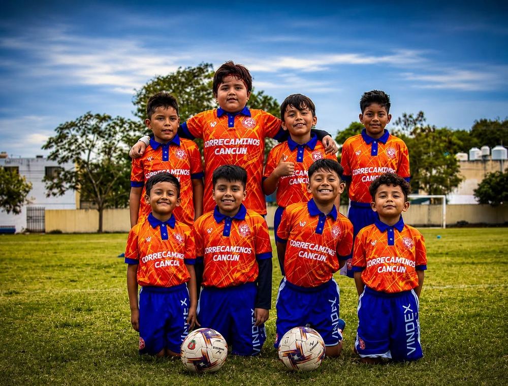 Equipo del Corre Cancún con la equipación del club